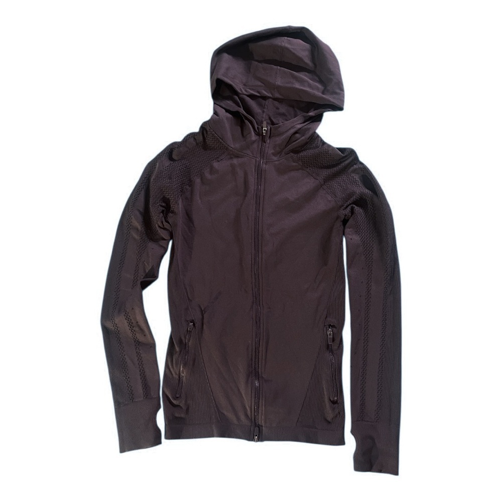 Fabletics Women’s Deep Storm Grey Hooded Jacket. Sculpt Knit Size Medium.